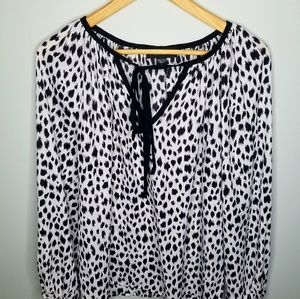 Karen Kane dalmation print top.
